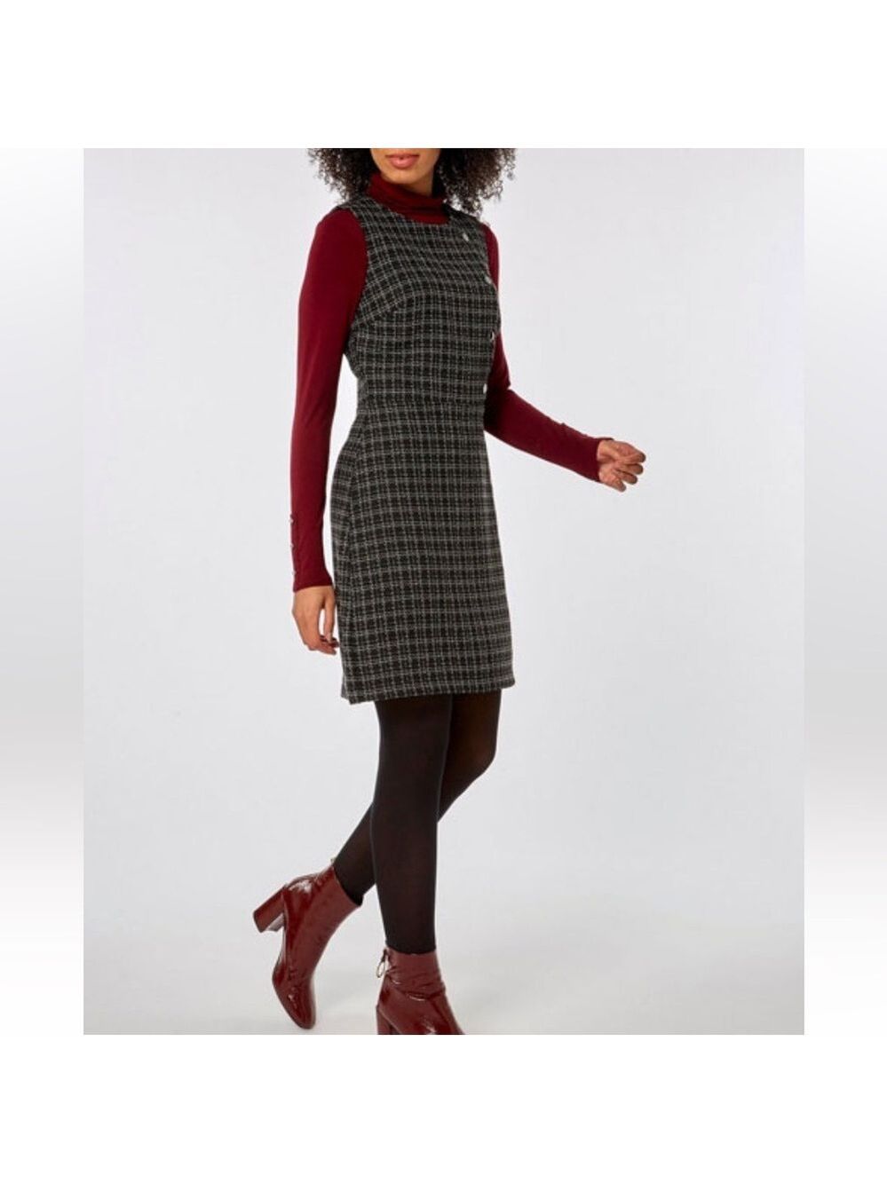 Dorothy Perkins Plaid Sheath Dress Black White Sleeveless Size 22
